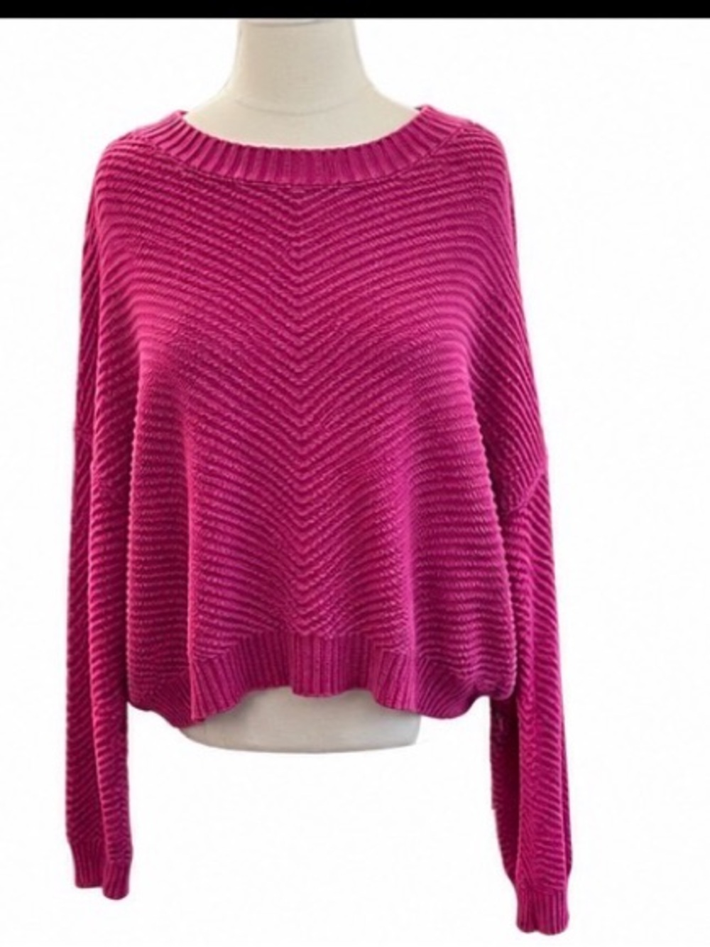BP. Oversized Pink Plumeria Cotton Textured Knit Sweater NWT XL